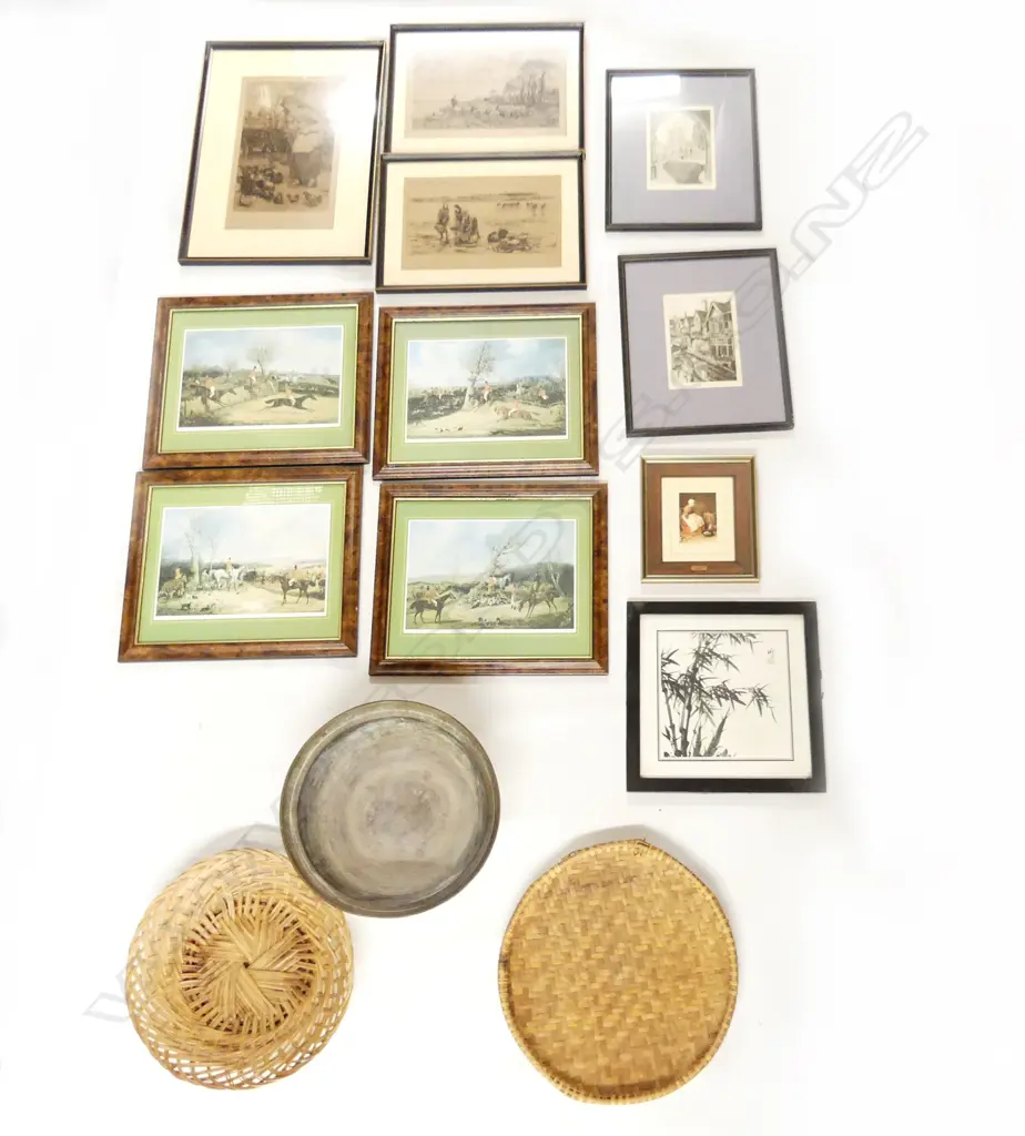 BOX LOT PRINTS, CHINESE BRASS BOWL ETC Image 1++