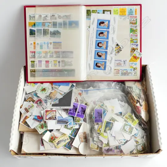 ASST. LOOSE STAMPS + ALBUM