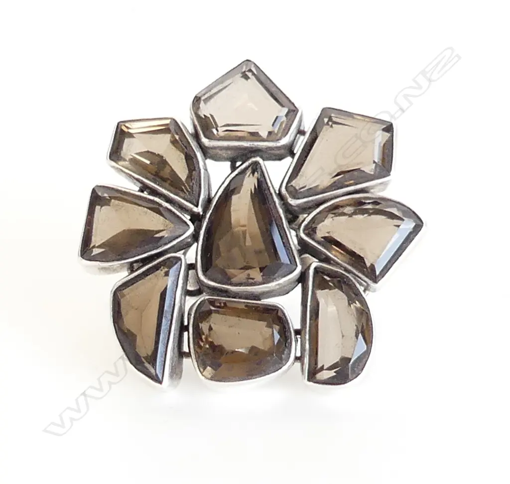 925 SILVER & SMOKEY QUARTZ TYPE COCKTAIL RING 34.2 GRAMS 45mm dia Image 1++