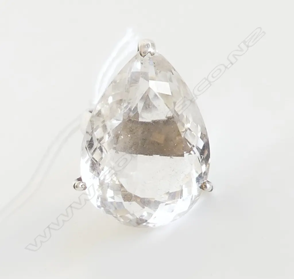 925 SILVER & CLEAR QUARTZ TYPE RING 22.8 GRAMS SZ O Image 1++