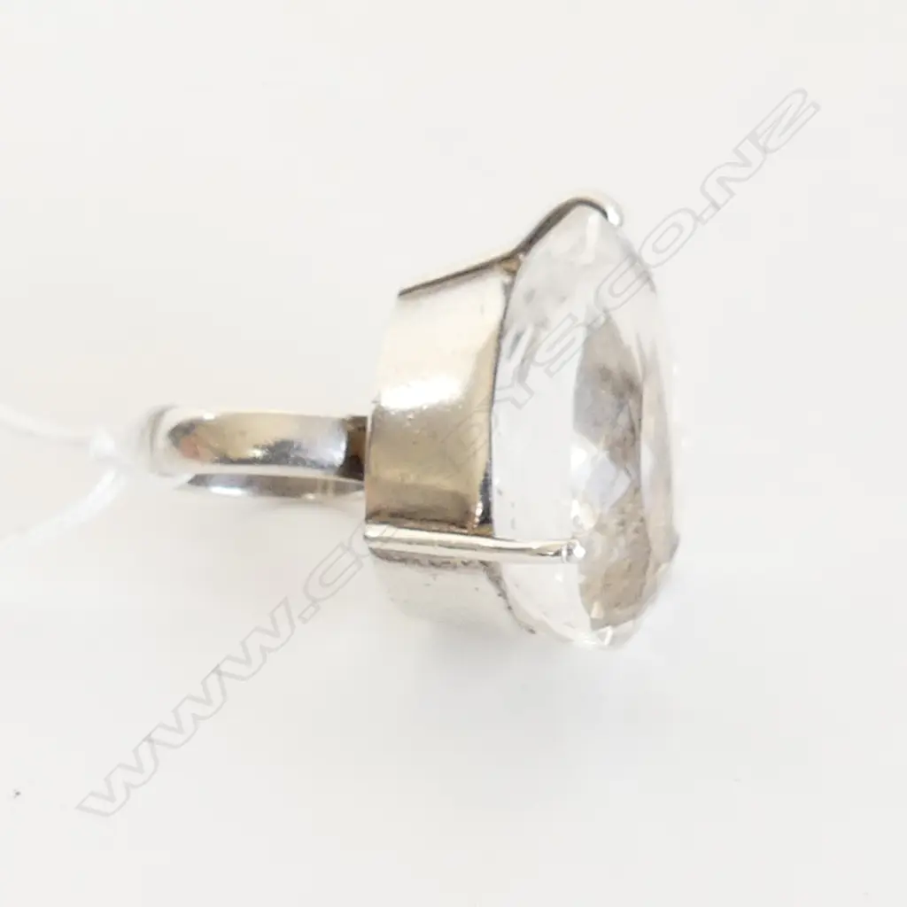 925 SILVER & CLEAR QUARTZ TYPE RING 22.8 GRAMS SZ O Image 1++