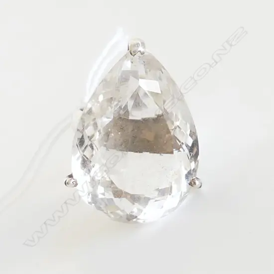 925 SILVER & CLEAR QUARTZ TYPE RING 22.8 GRAMS SZ O