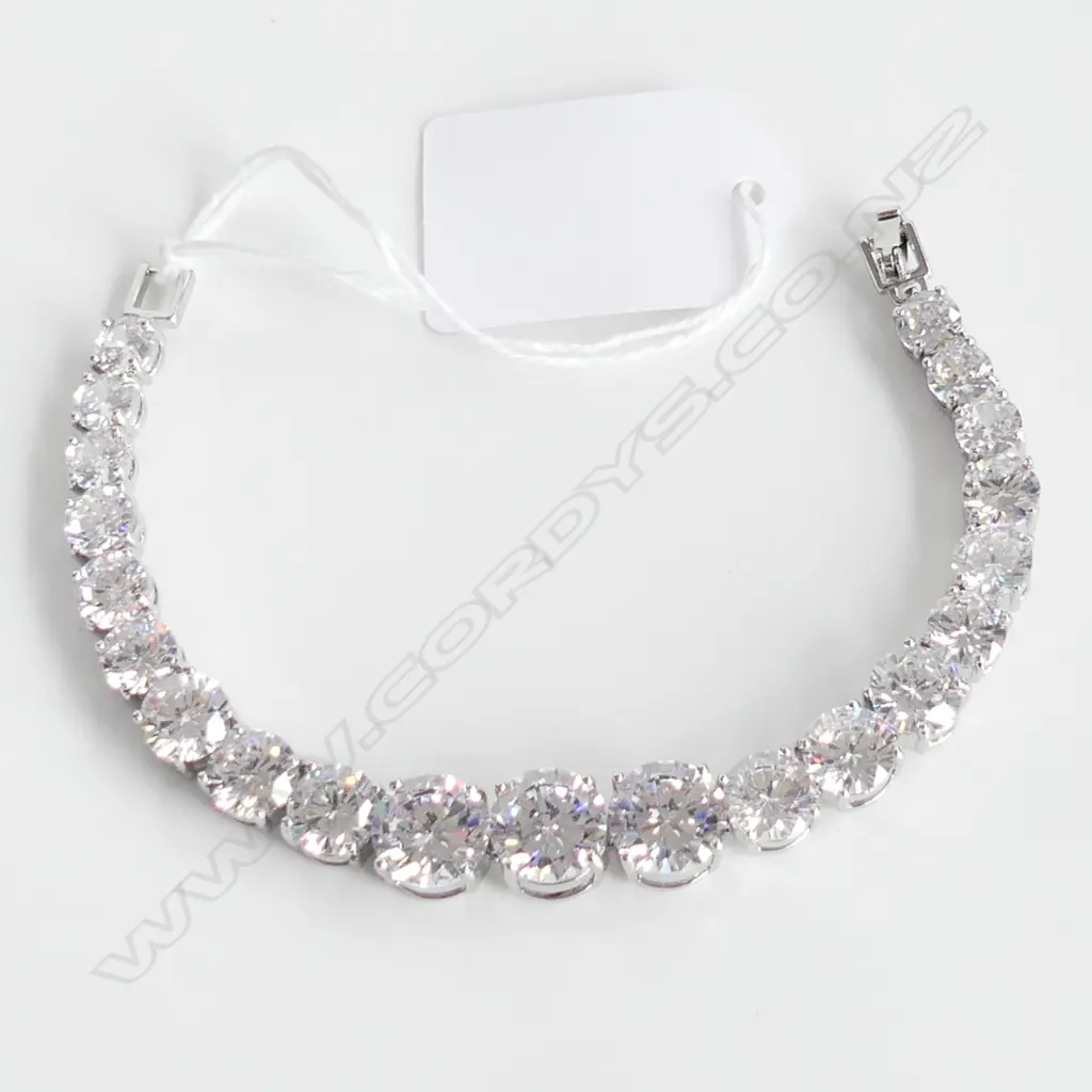 LG 50CT FAUX DIAMOND & SILVER PLATE TENNIS BRACELET  Image 1++