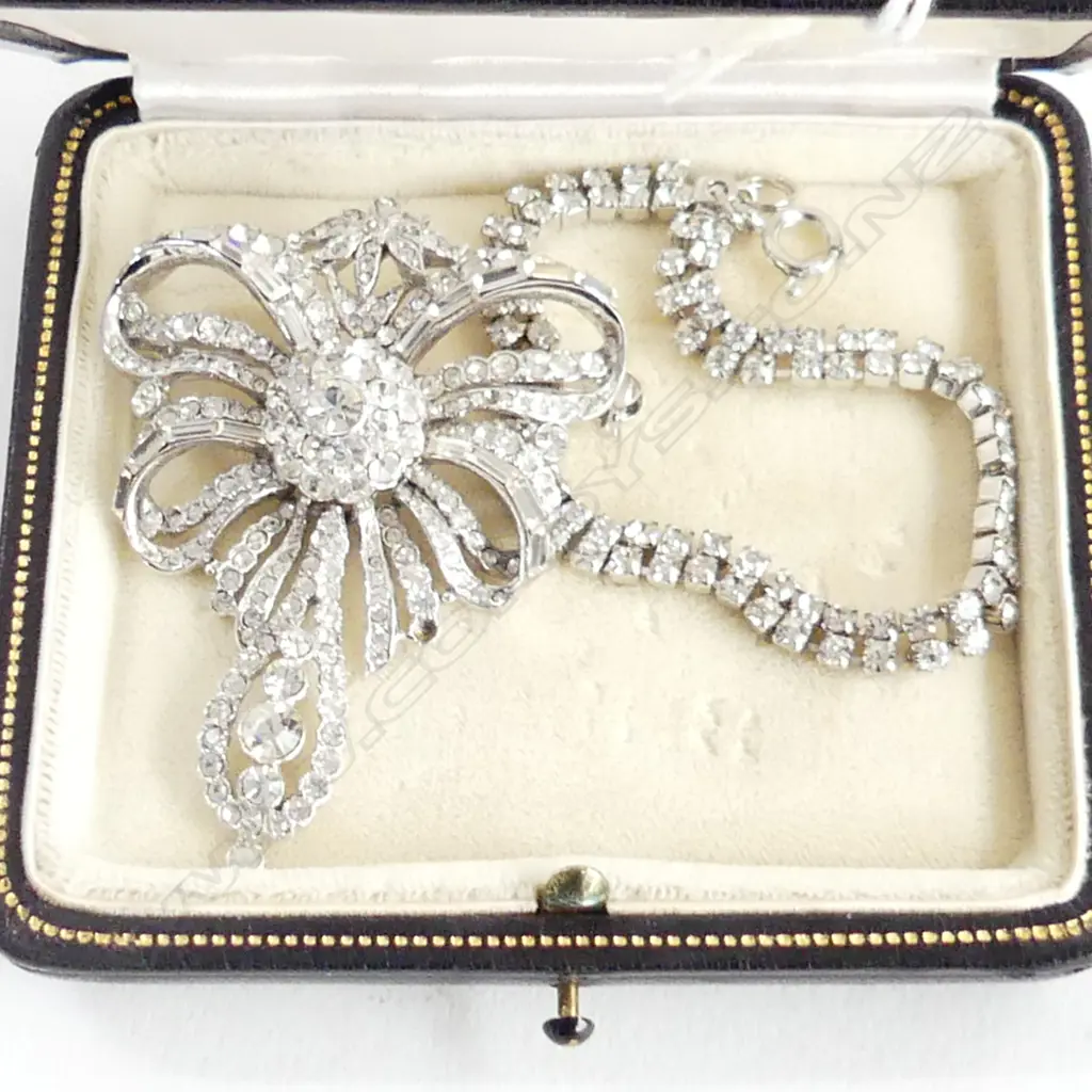 SWAROVSKI CRYSTAL TENNIS BRACELET & LARGE BROOCH Image 1++