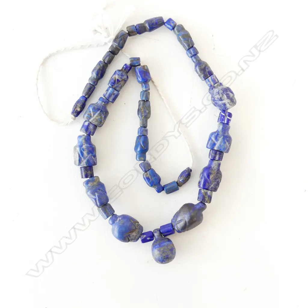 I980’S PESHAWAR HAND CUT LAPIS LAZULI BEADS ON STRING 440MM Image 1++