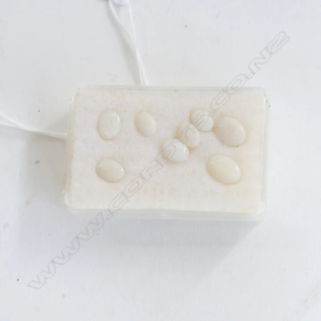 BOX 8 MILKY WHITE OPAL CABOCHONS  Image 1++