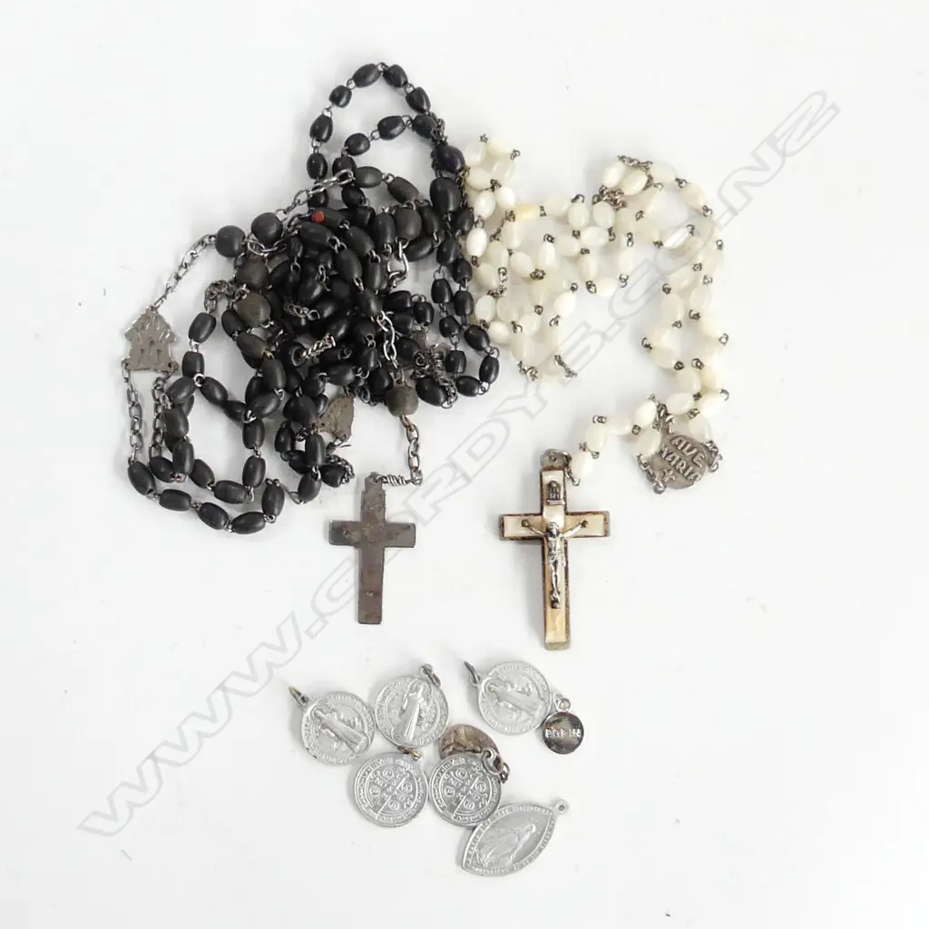 3 SETS ROSARY BEADS + 7 RELIGIOUS CHARMS & 1 OTHER Image 1++