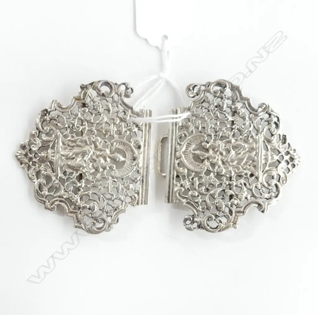 ORNATE STG SILVER 2 PC BELT BUCKLE, BIRM. 1893, 65GMS  Image 1++