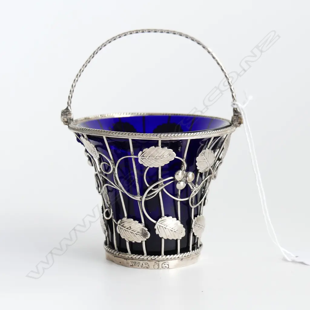 GEORGIAN London 1774 S/SILVER BLUE GLASS LINED CREAM PAIL. H.100mm  by William Plummer Image 1++