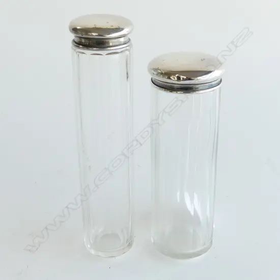  2 x Stg Silver topped bottles Birm 1927 & Birm 1928.