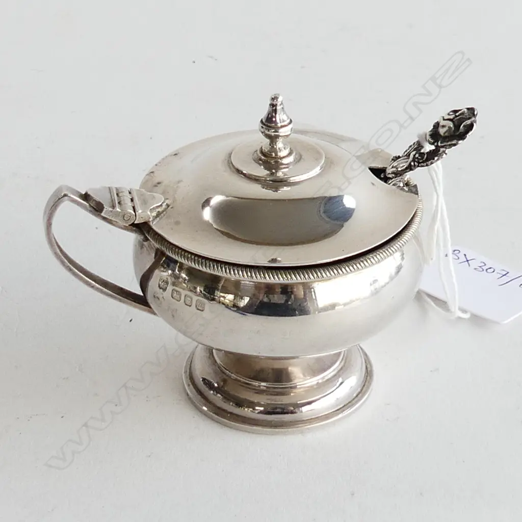  Stg Sil mustard with spoon, London 1967, 76gms without liner   Image 1++