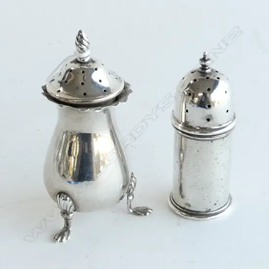 2 Stg Silver pepper pots.Birm 1914 and Sheffield 1914. 70gms 