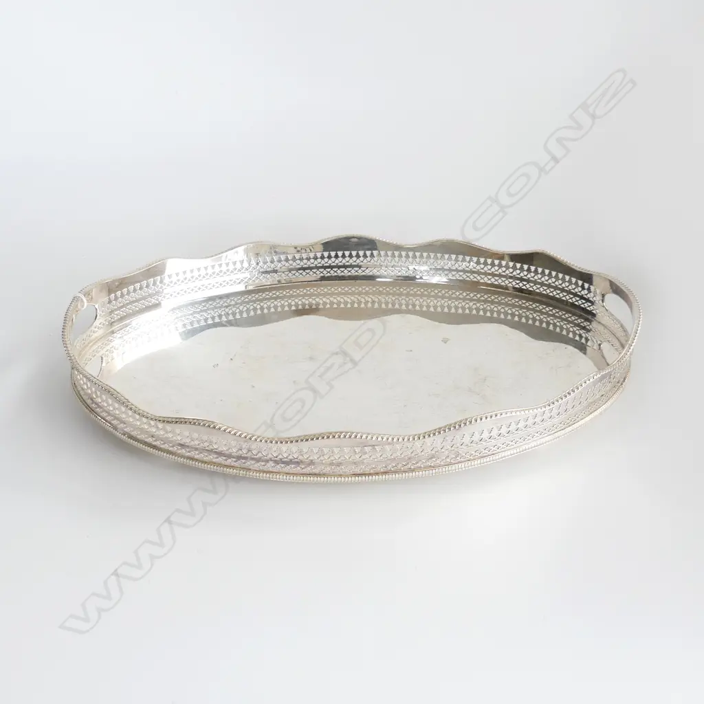 SHEFFIELD PLATE OVAL GALLERY TRAY L445MM Image 1++