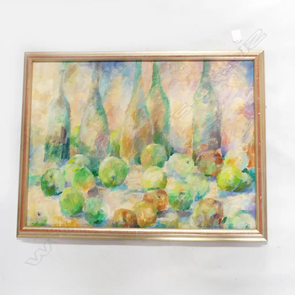 OIL STILLIFE FRUIT & BOTTLES  SIGNED MACK RODGERS L620 H500MM Image 1++