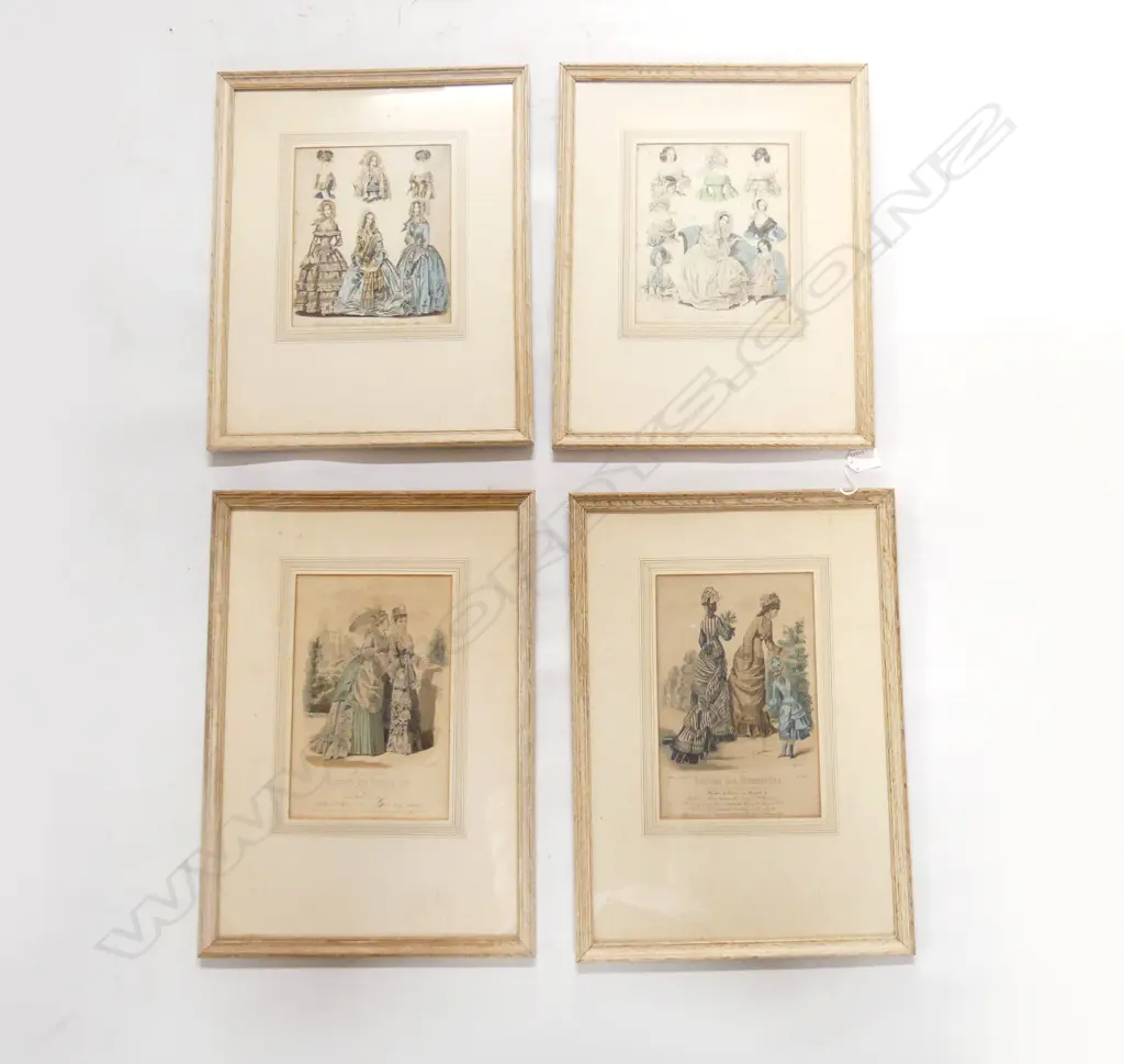 4 FRAMED VINTAGE LADIES FASHIONS PRINTS  Image 1++