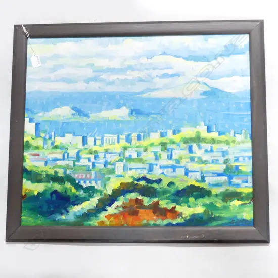 OIL AUCKLAND CITY SIGNED GARY YVES H580 L680MM