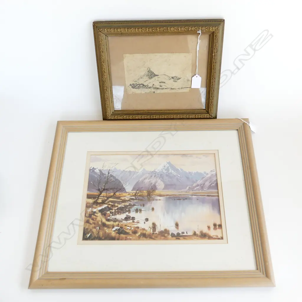 COLONIAL? SKETCH 100x175mm possibly Tokatoka Peak https://johnjamesstanaway.com/kaipara+ ASTON GREATHEAD PRINT 220x330mm Image 1++