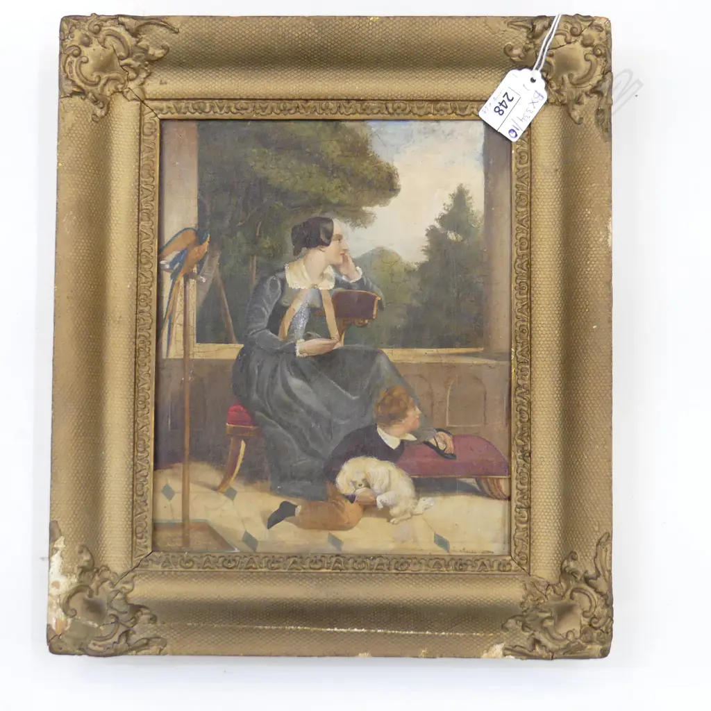 18thC OIL ON CANVAS, WOMAN & CHILD 220x180mm FRAME FAULTED Image 1++