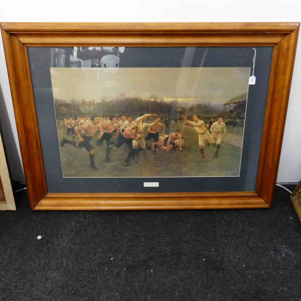 LG WILLIAM BARNS WOLLEN PRINT 'THE RUGBY MATCH' 500x800mm (845x1140mm overall) Image 1++