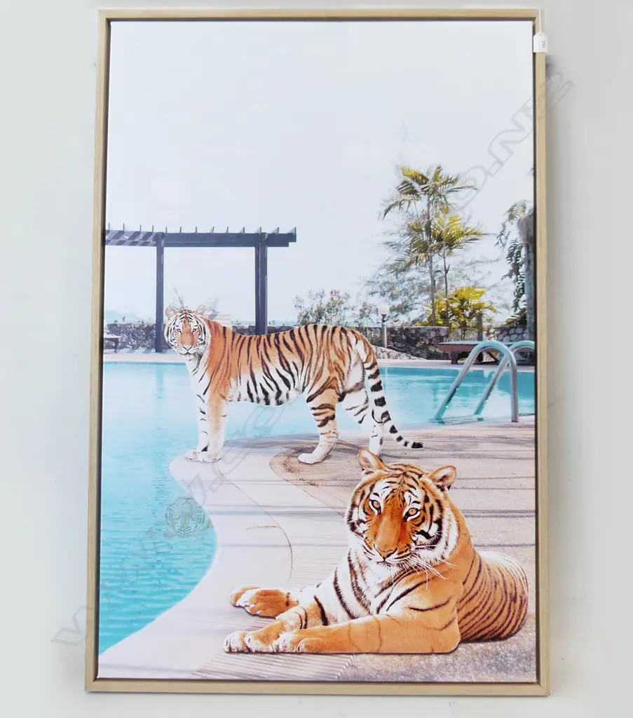 LG ART PRINT; TIGERS BY POOL 1200x800mm Image 1++