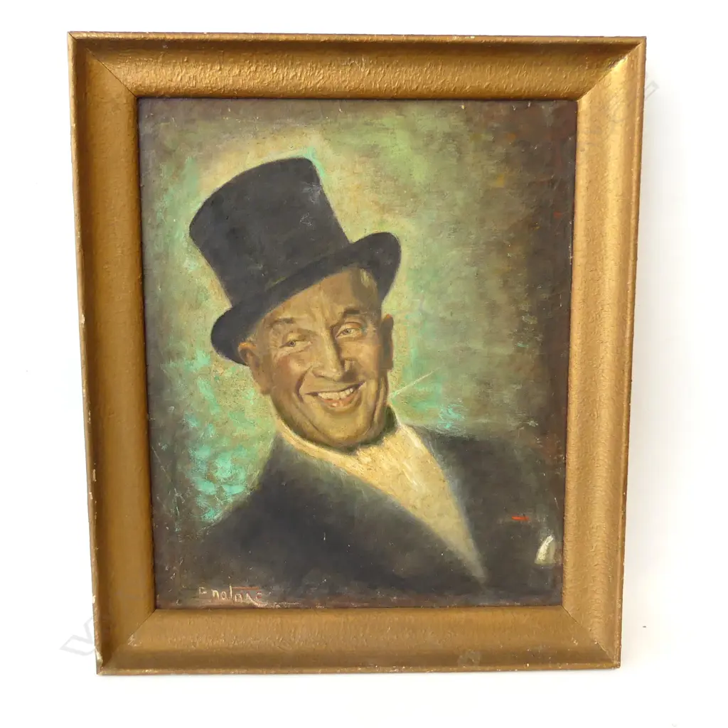 VINTAGE SIGNED PORTRAIT OF MAURICE CHEVALIER, OIL ON CANVAS 630x520mm Image 1++