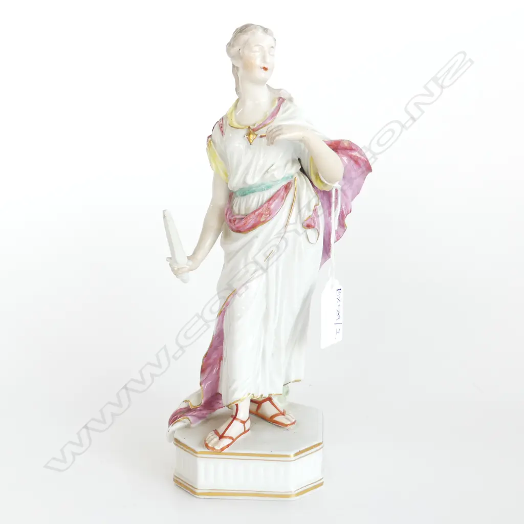 19thC FIGURE; CLASSICAL WOMAN w. SWORD H.240mm (repairs) Image 1++