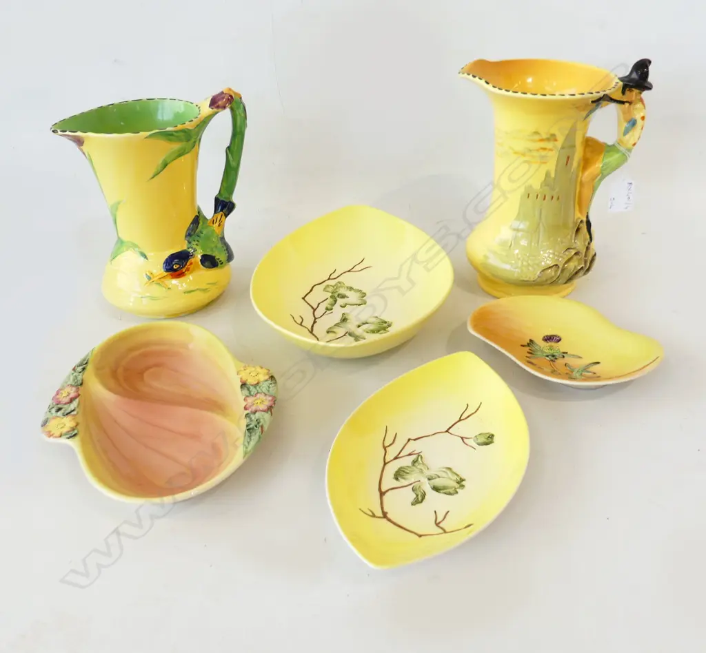 6 PCES CERAMICS; 2 BURLEIGH JUGS H.215mm, 4 DISHES Image 1++