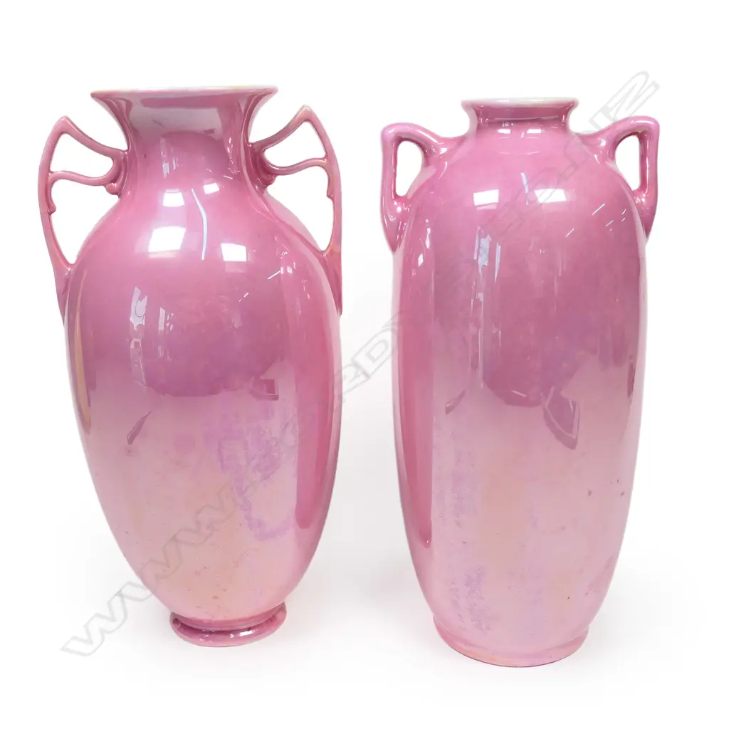Two Royal Doulton Titanium pink lustre glaze vases, Image 1++