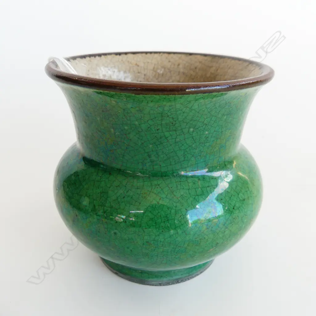 ORIENTAL GREEN CRACKLE GLAZE VASE H.125mm Image 1++
