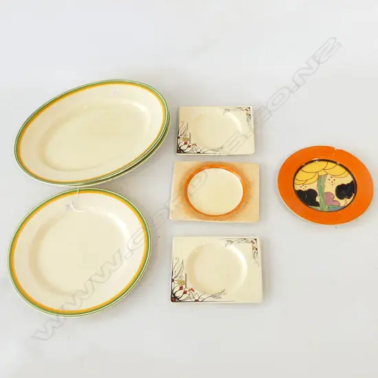 7 ASST CLARICE CLIFF PLATES INCL. BIARRITZ, BIZARRE (A/F) ETC,,