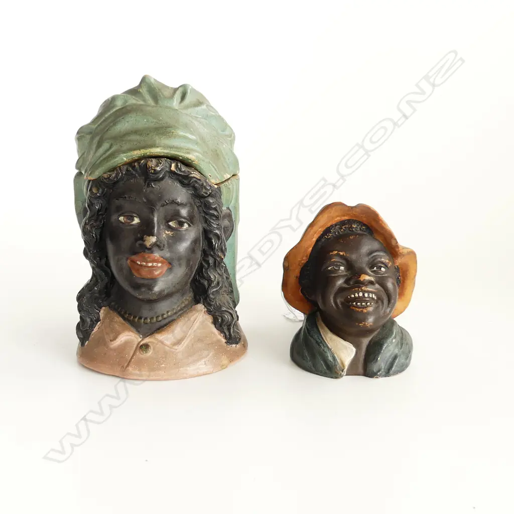 ANTIQUE TOBACCO JAR AND VESTA IN BUST FORM Image 1++