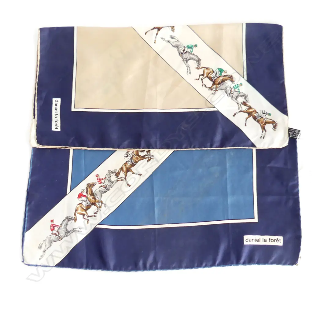 2X VINTAGE SILK DANIEL LA FORET SCARFS SOME MARKS  L190 ITALIAN Image 1++