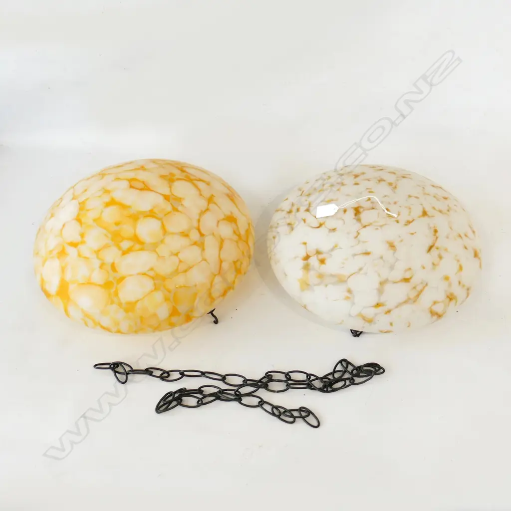 2 VINTAGE DECO PENDANT LIGHT FITTINGS 360mm dia Image 1++