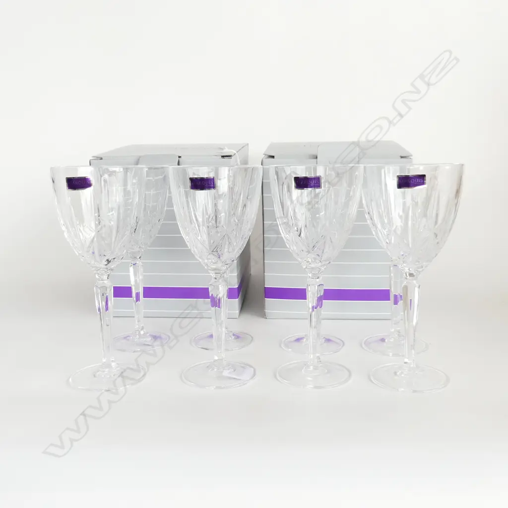 WATERFORD MARQUIS SET 8 TALL WINE GLASSES faceted stem H.210mm  Image 1++