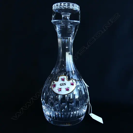 ATLANTIS CRYSTAL DECANTER w. GIN LABEL H.270mm