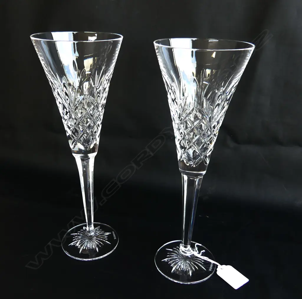PR WATERFORD CRYSTAL TALL WINE TOASTING FLUTES H.260mm boxed as new Image 1++