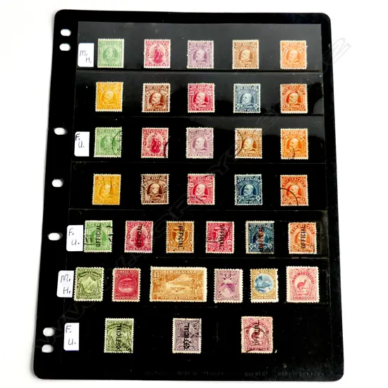 PAGE OF STAMPS; KING Geo. V. + OFFICIALS + SOME 1st PICTORIALS