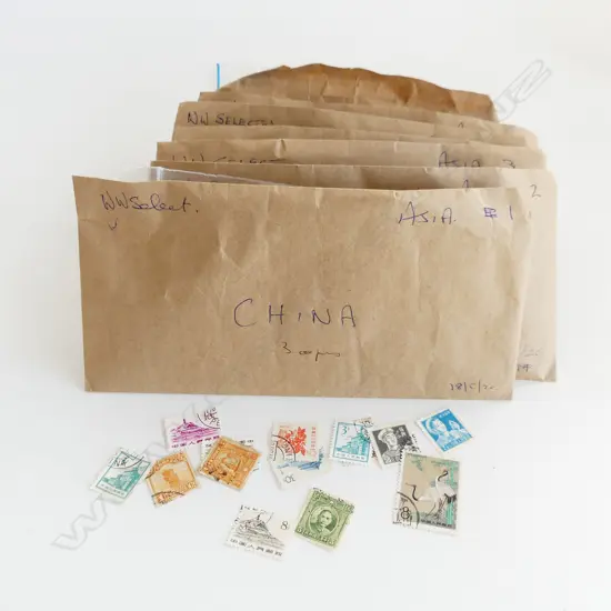 BOX POSTAGE STAMPS, ASIA, 6 COUNTRIES INCL. STH AFRICA