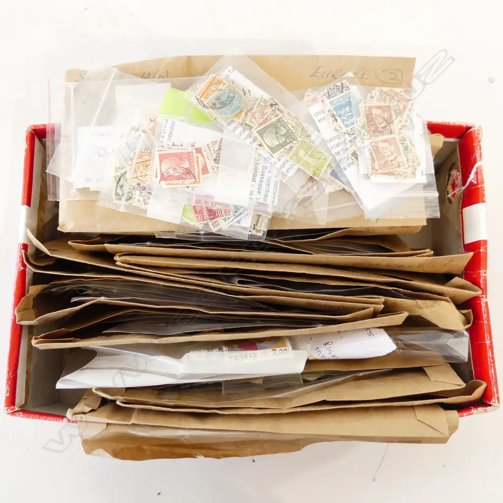 BOX EUROPEAN POSTAGE STAMPS, 14 COUNTRIES, INCLUES ISRAEL Image 1++