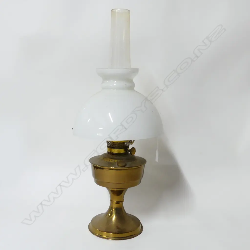 BRASS ALLADIN KERO LAMP WITH WHITE GLASS SHADE H600MM Image 1++