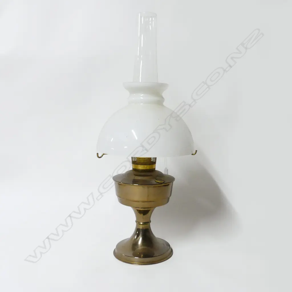 BRASS ALLADIN KERO LAMP WITH WHITE GLASS SHADE H600MM Image 1++