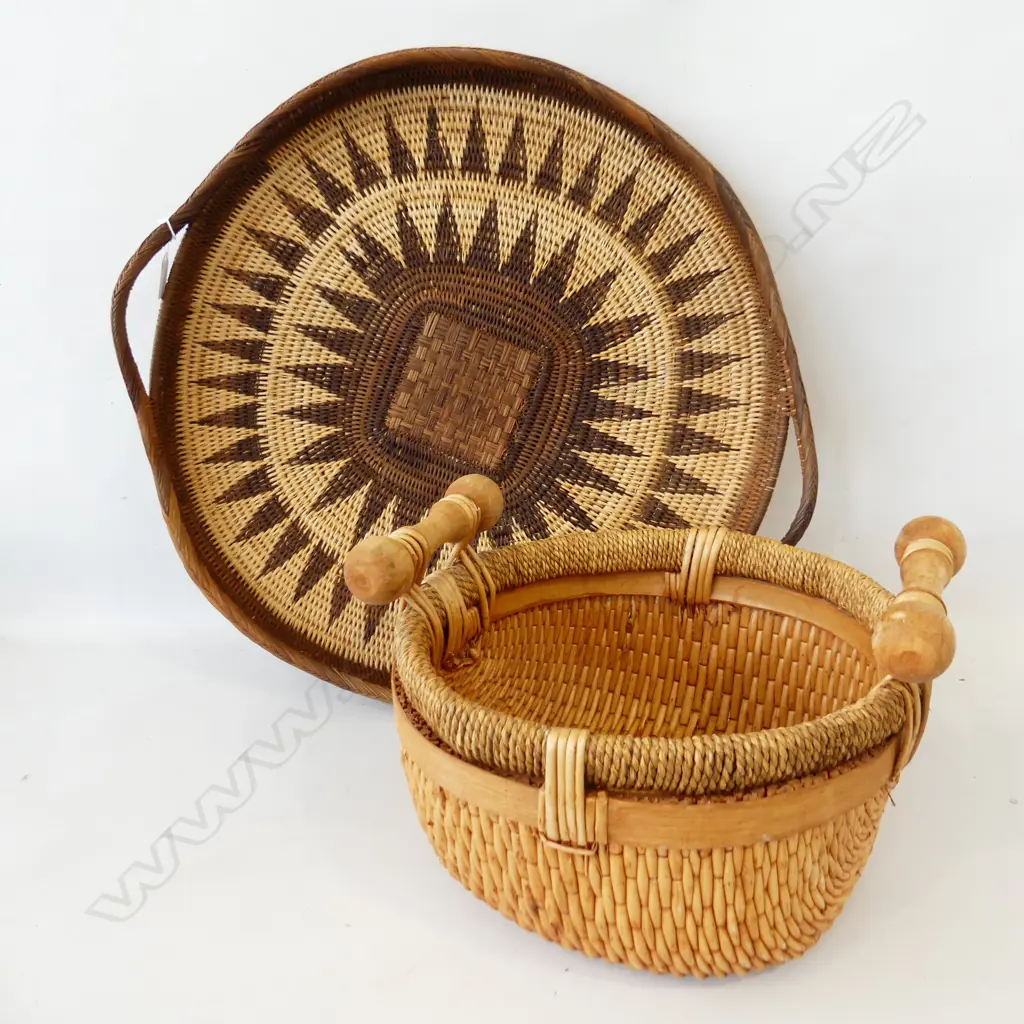 2 WOVEN ETHNIC BASKETS, 560, 320mm Image 1++