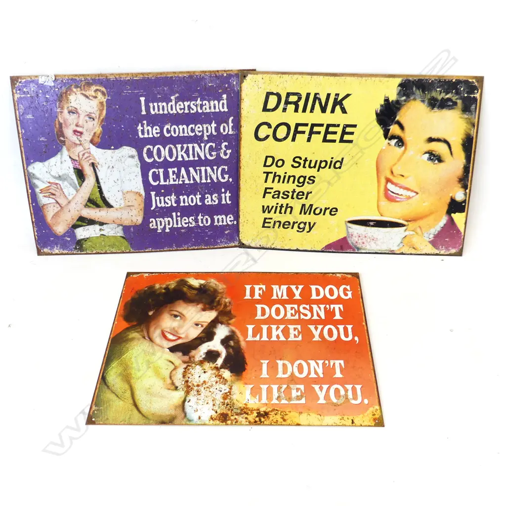 3 VINTAGE STYLE METAL ADVERTISING SIGNS 400 X 320mm Image 1++