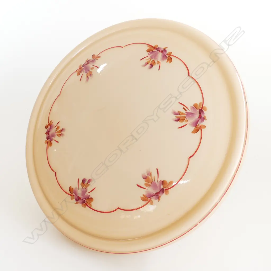 VINTAGE PINK GLASS CEILING LIGHT, PINK PAINTED FLOWER DETAIL, DIA. 300mm Image 1++