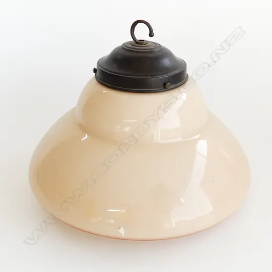 VINTAGE PINK GLASS CEILING LIGHT, PINK PAINTED FLOWER DETAIL, DIA. 300mm