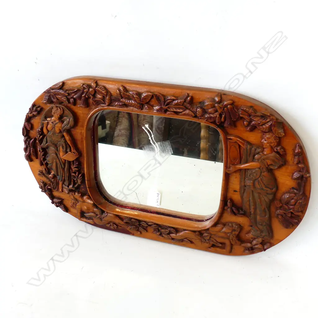 MIRROR w. CARVED KAURI FRAME 290x520mm Image 1++