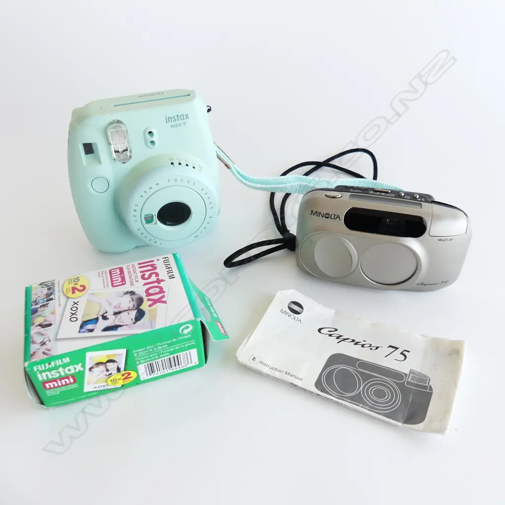 2 CAMERAS; INSTAX MINI 9 + FILM & MINOLTA CAPIOS 75 Image 1++
