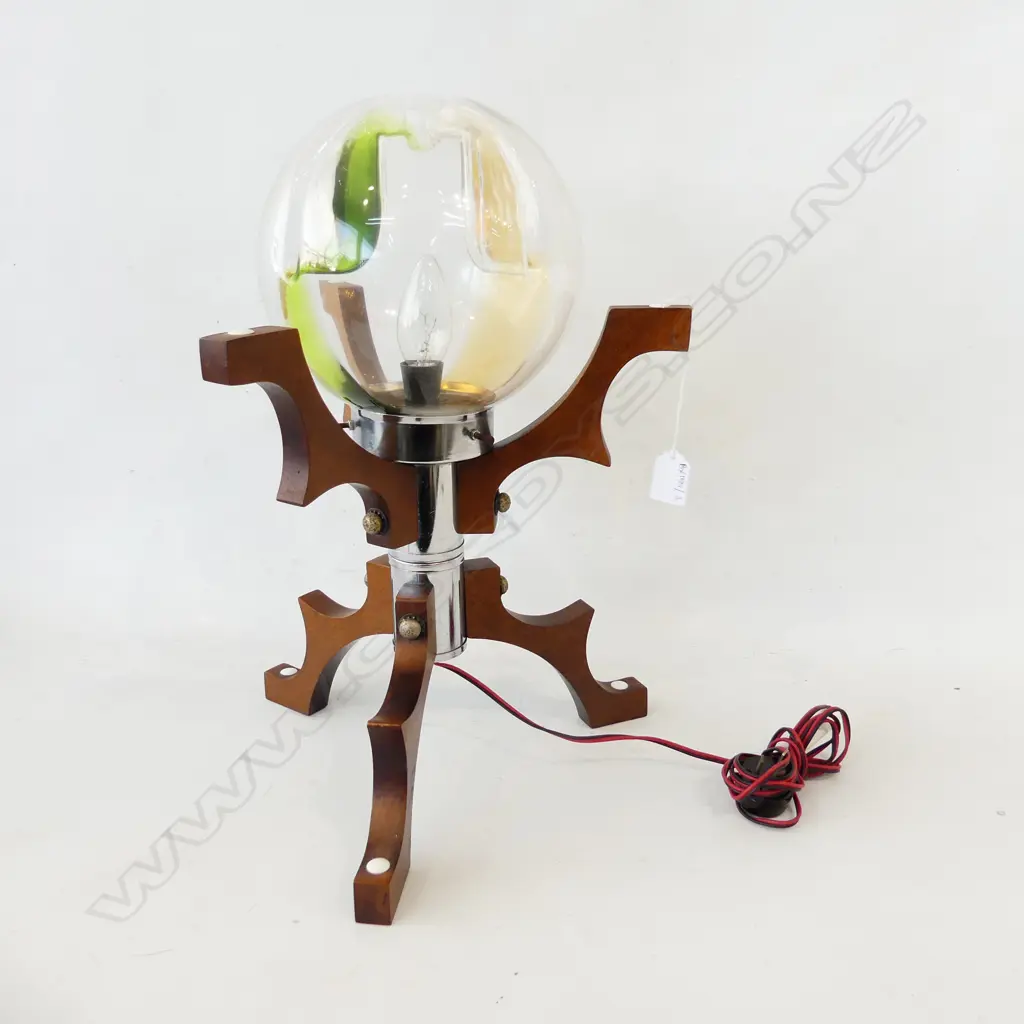 RETRO MURANO MAHOGANY FRAMED TABLE LAMP H.450mm Image 1++