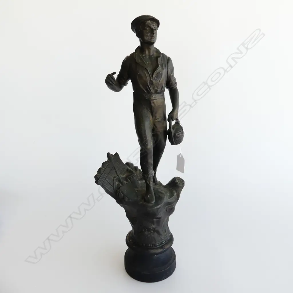 EARLY 20thC SPELTER FIGURE 'L'AGRICULTURE' H.470mm FAULTS Image 1++