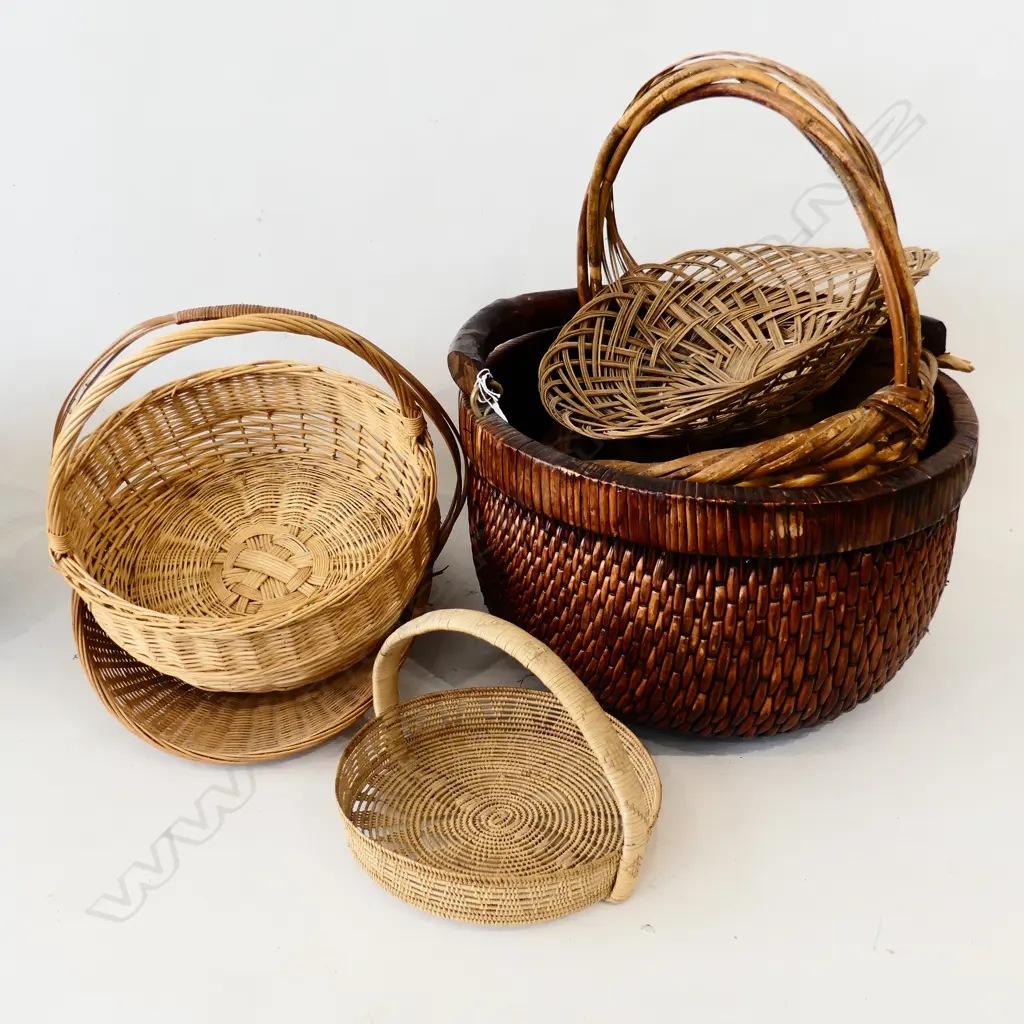 6 ASST CANE BASKETS, LARGEST DIA 400mm Image 1++